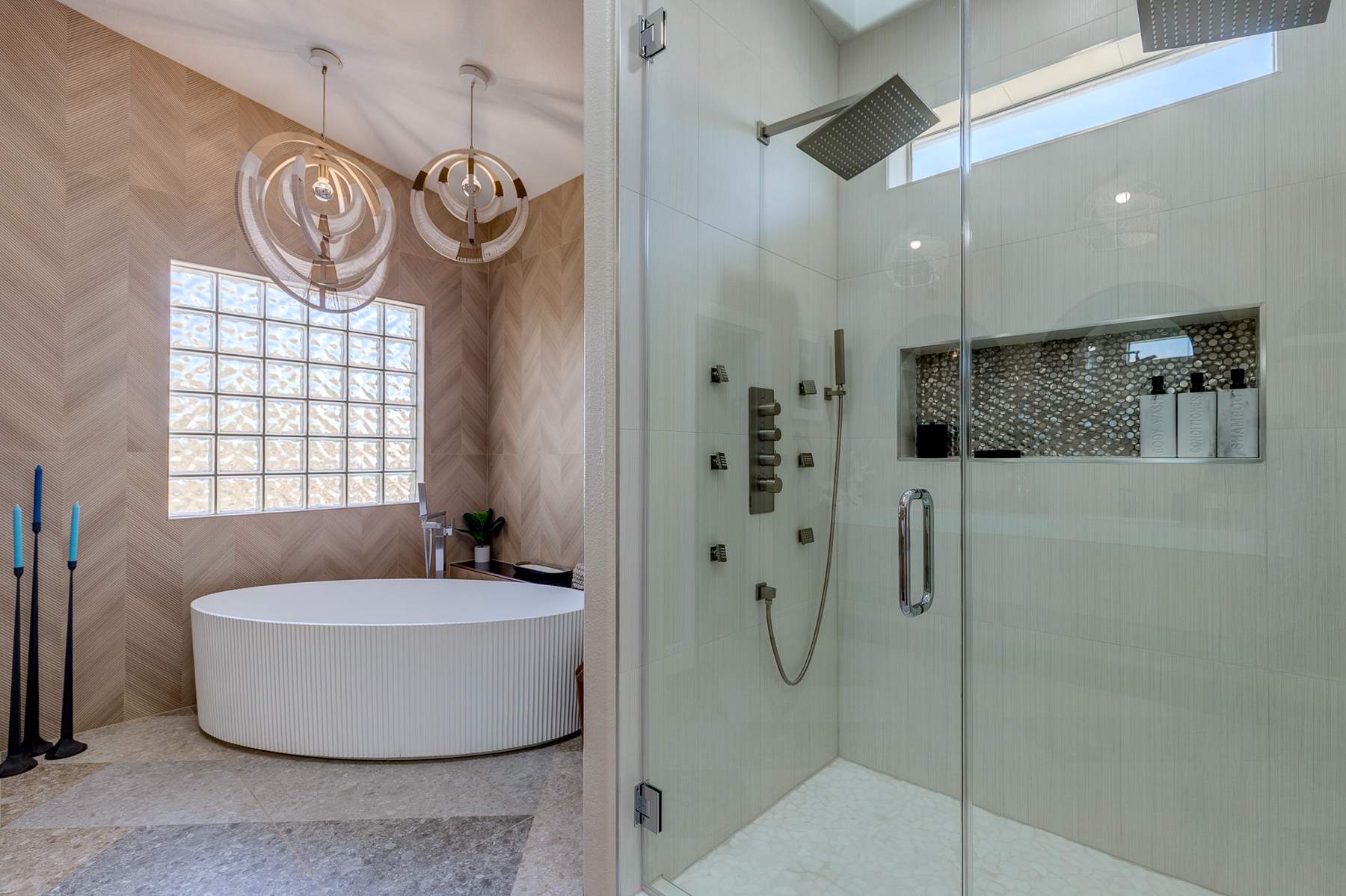 Chevron & Onyx Master Bath