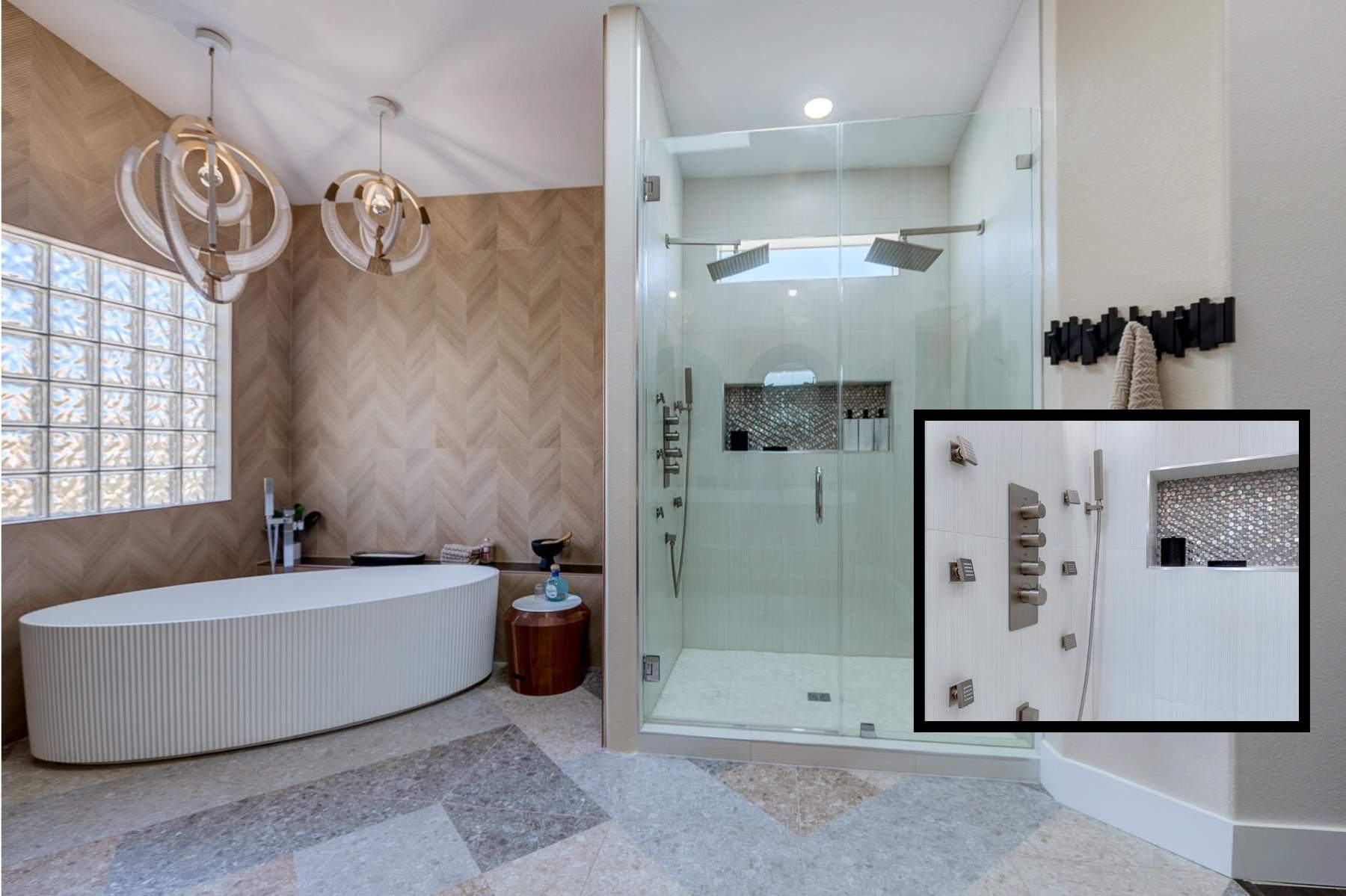 Chevron & Onyx Master Bath