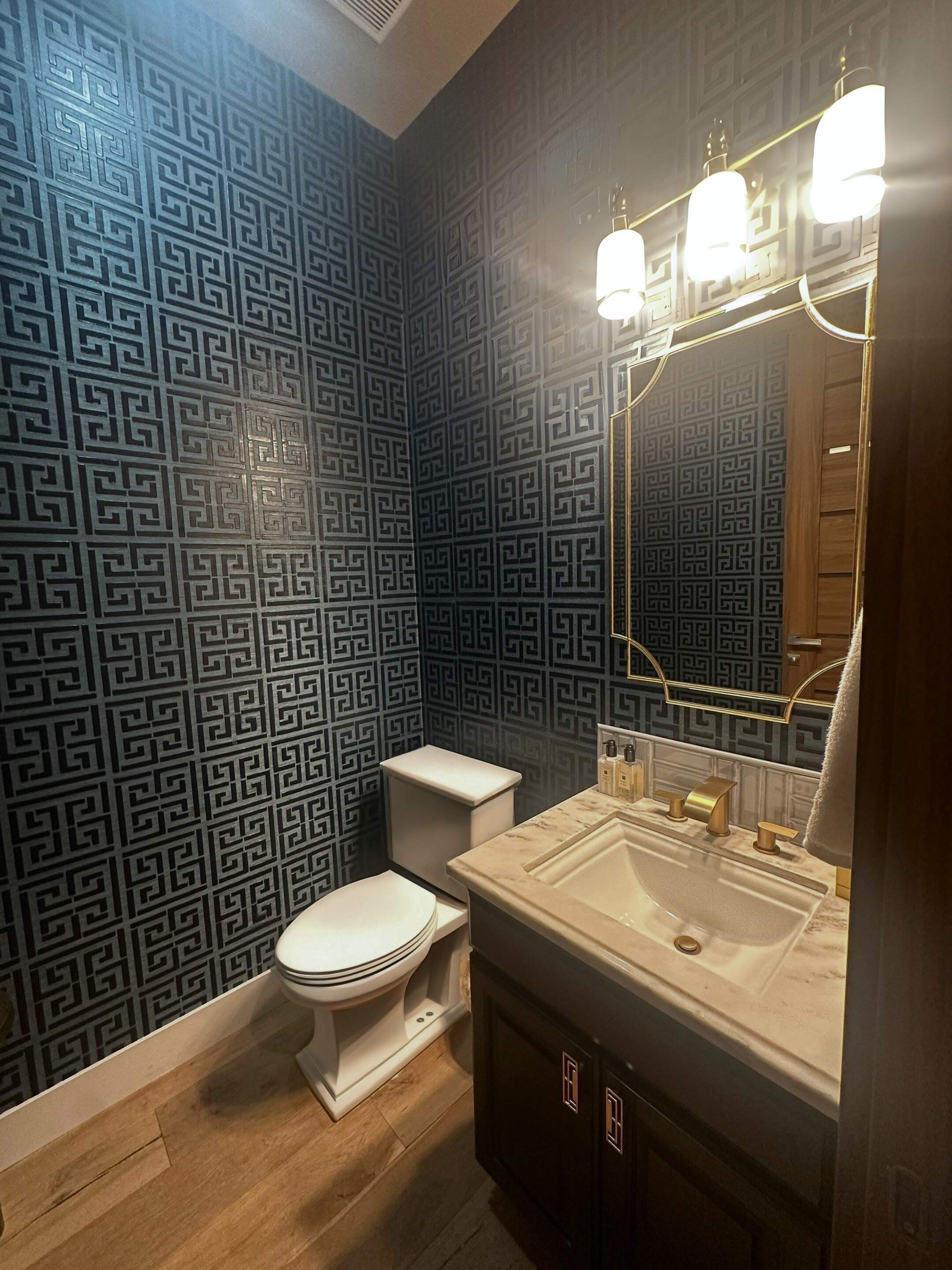 Greek Key Powder Room