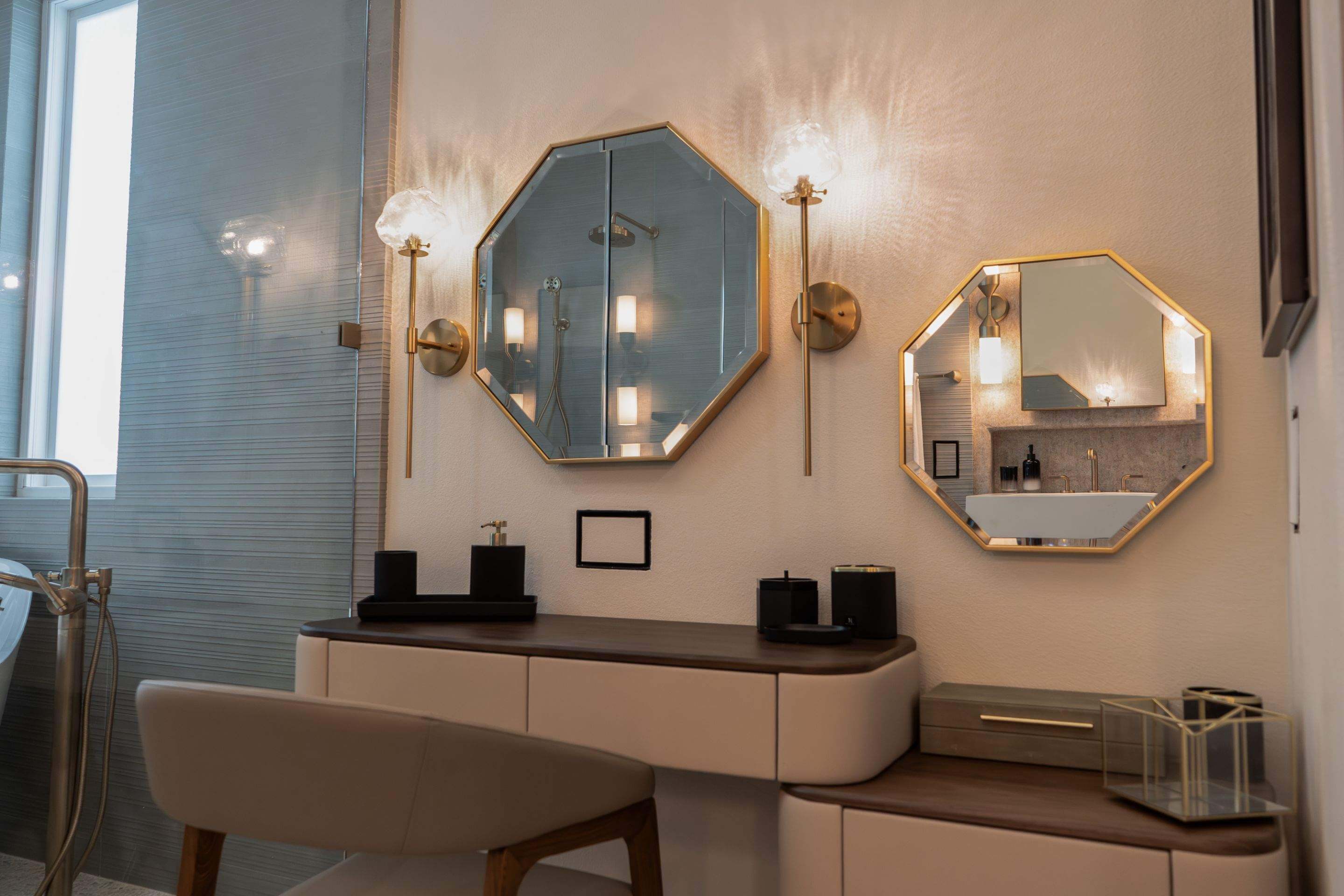 Brass Octagonal Mirror Vanity