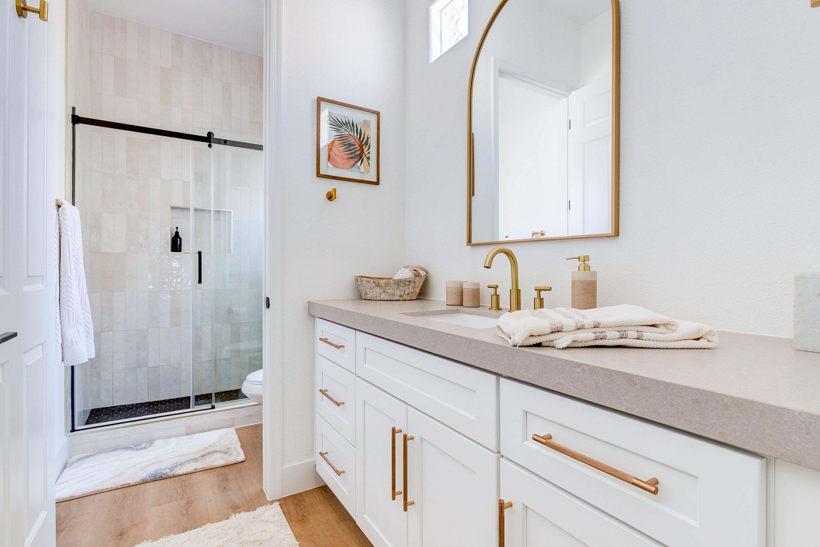 White Shaker Brass Vanity