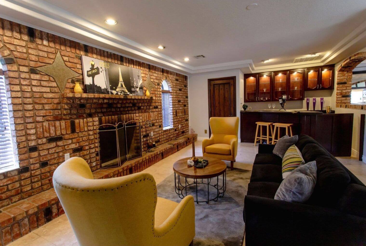 Living Room with Bar Area