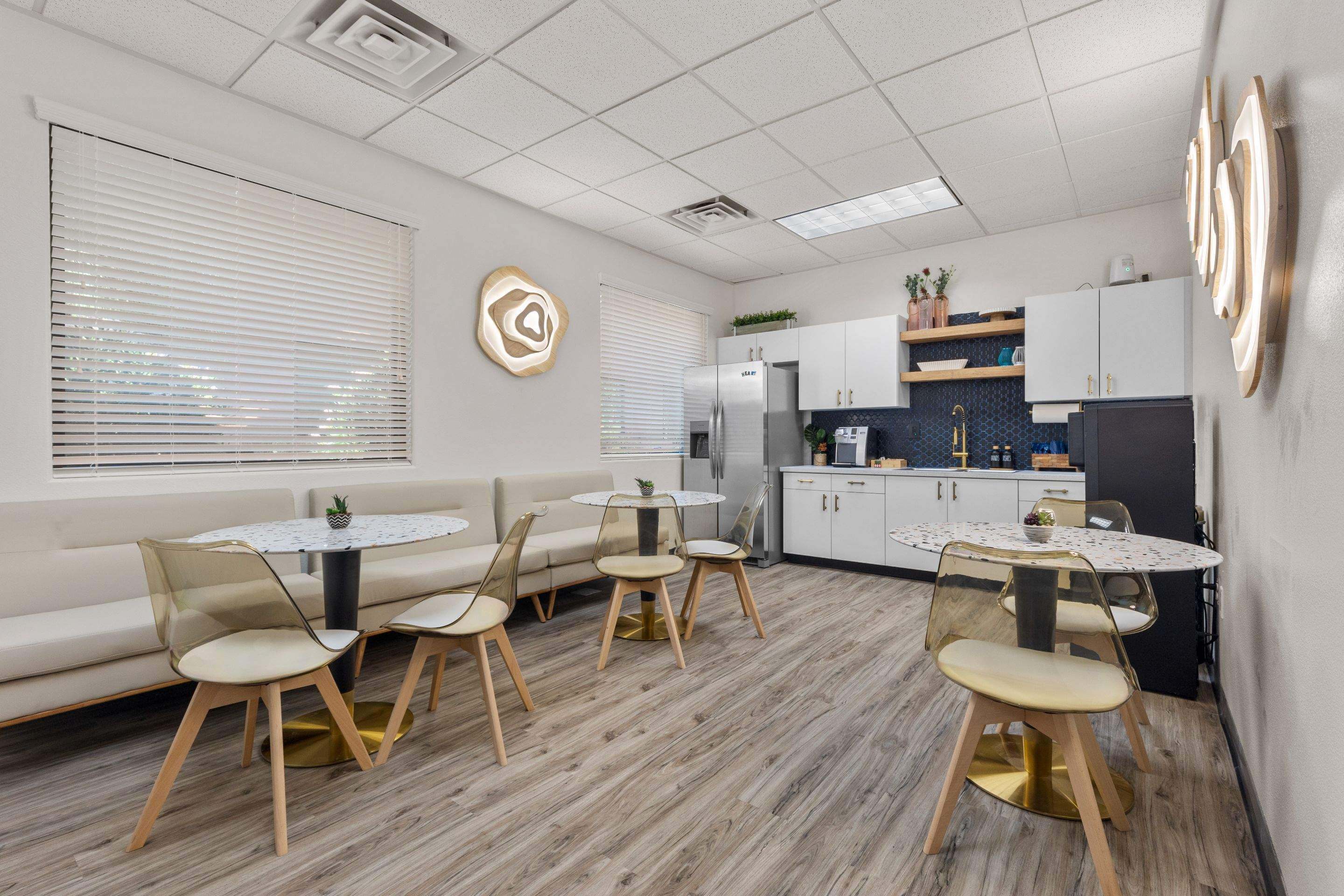 Blue Hex Tile Kitchenette